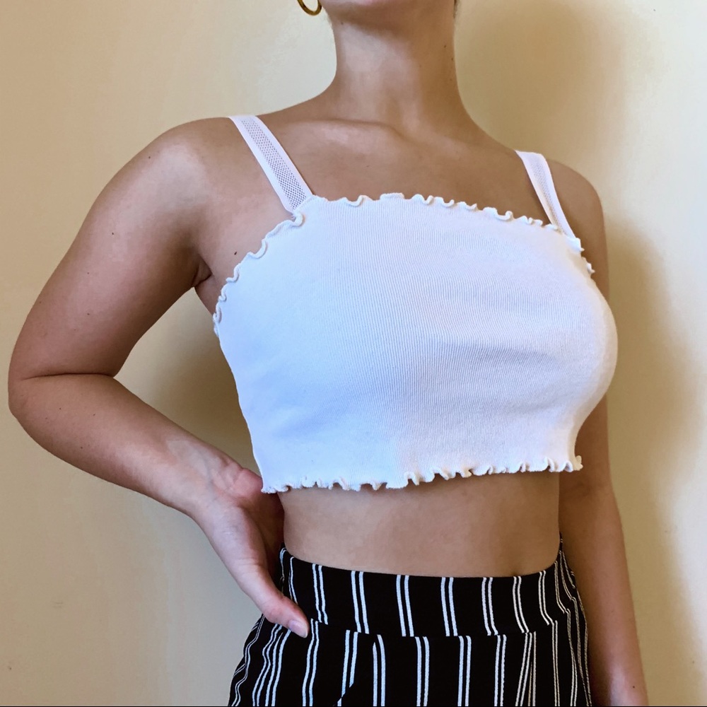 URBAN OUTFITTERS Mesh Strap Cropped Tank Top